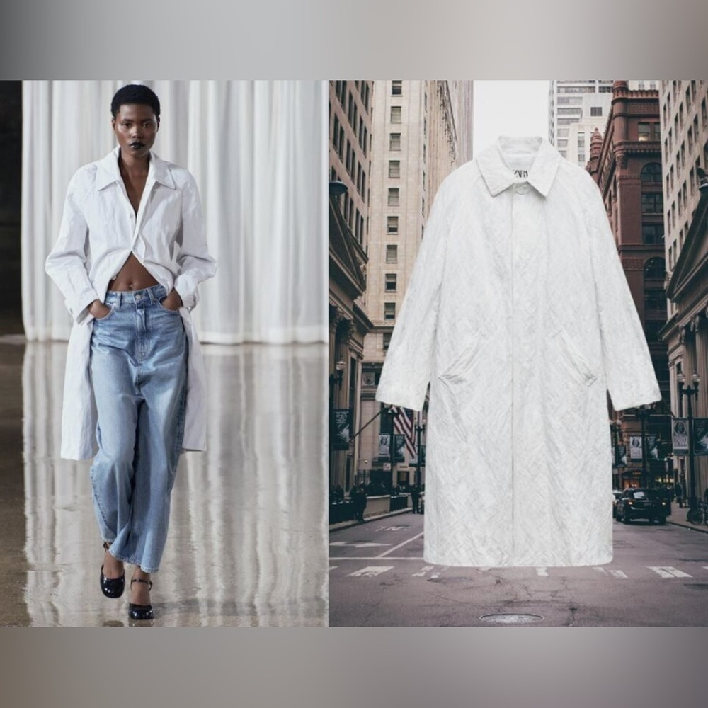 Zara Wrinkled Trench Coat ZW Collection Jackets